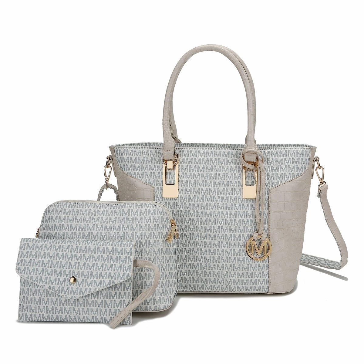 Mkfcollection Shonda Signature Tote Bag And Set Vegan Leather Designer Handbag