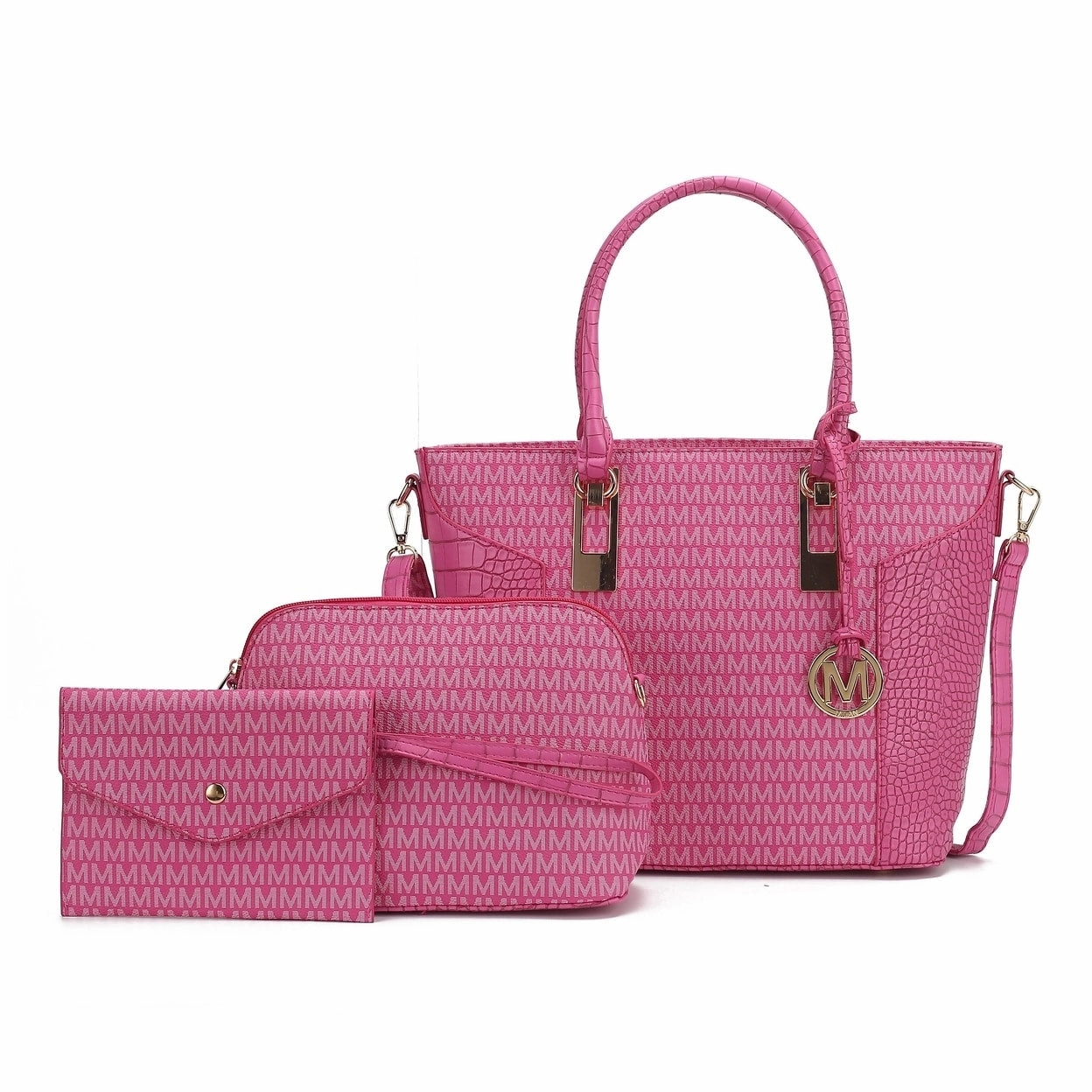 Mkfcollection Shonda Signature Tote Bag And Set Vegan Leather Designer Handbag