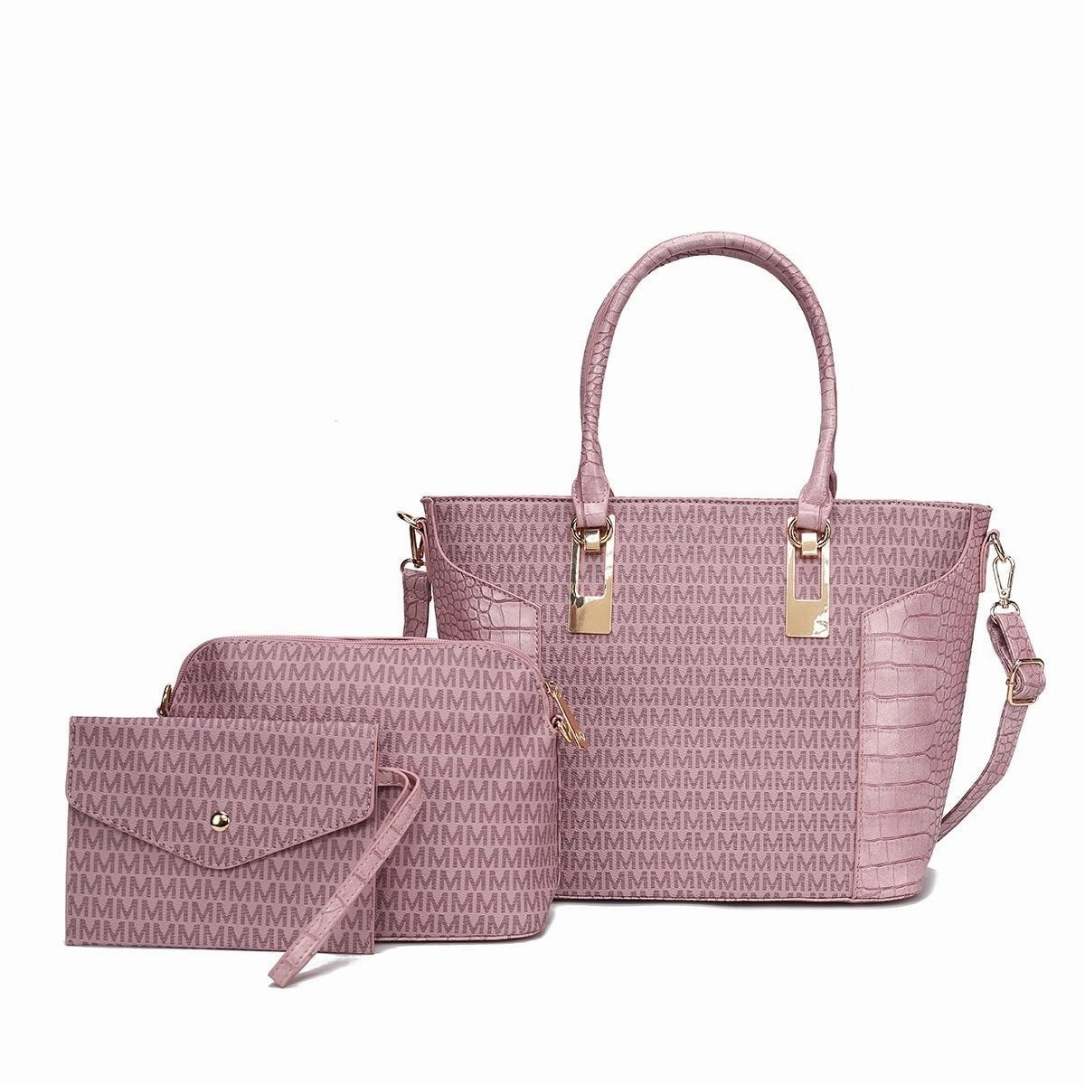 Mkfcollection Shonda Signature Tote Bag And Set Vegan Leather Designer Handbag