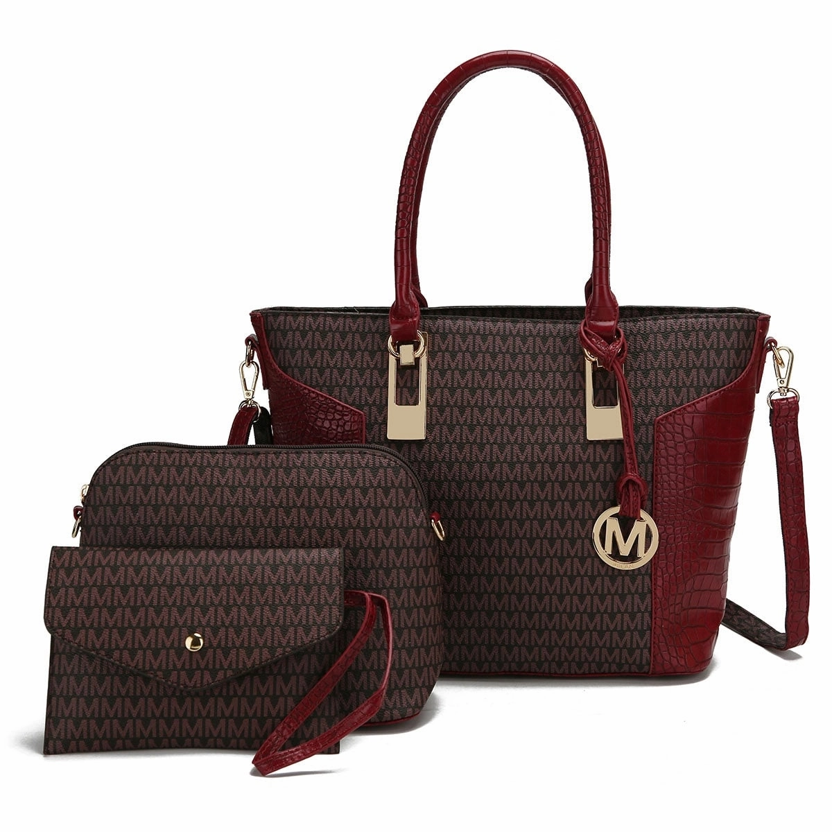 Mkfcollection Shonda Signature Tote Bag And Set Vegan Leather Designer Handbag
