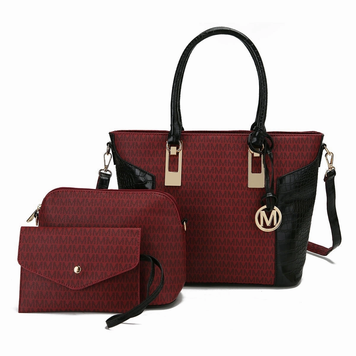 Mkfcollection Shonda Signature Tote Bag And Set Vegan Leather Designer Handbag