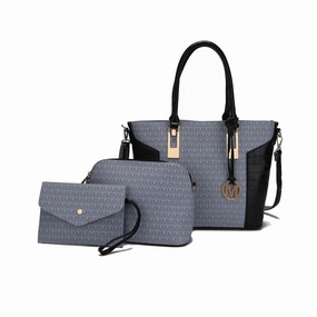 Mkfcollection Shonda Signature Tote Bag And Set Vegan Leather Designer Handbag