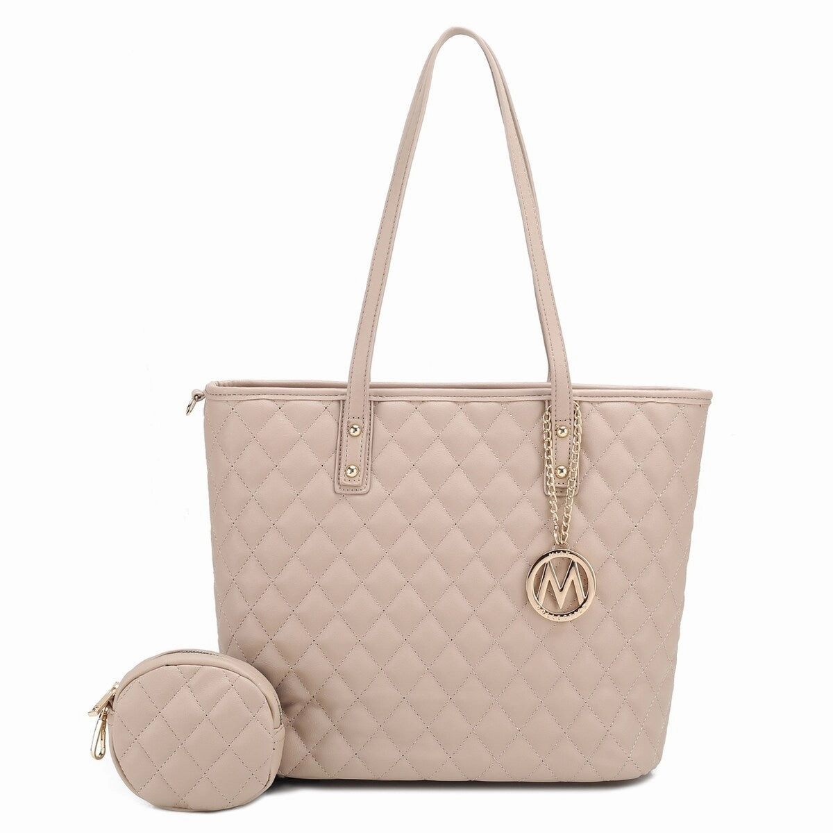 Mkfcollection Tansy Quilted Tote Bag And Coin Purse Set Vegan Leather Designer