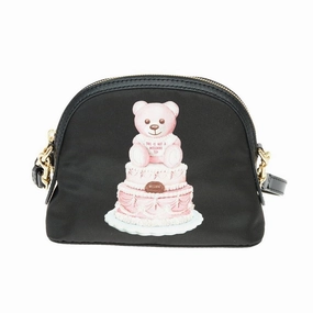 Moschino Couture Chic Teddy Bear Print Clutch with Calfskin Women's Strap