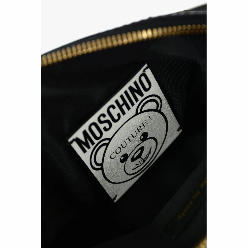 Moschino Couture Chic Teddy Bear Print Clutch with Calfskin Women's Strap