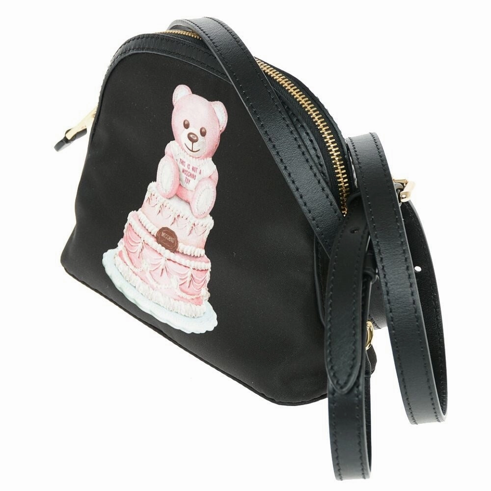Moschino Couture Chic Teddy Bear Print Clutch with Calfskin Women's Strap