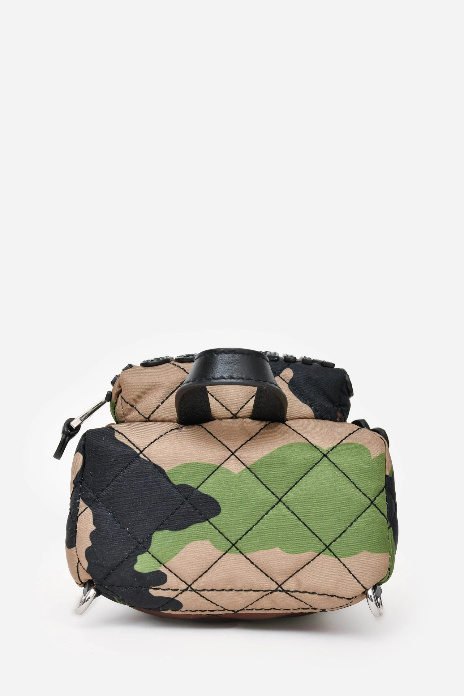 Moschino Green Cloth Quilted Logo Patched Mini Backpack