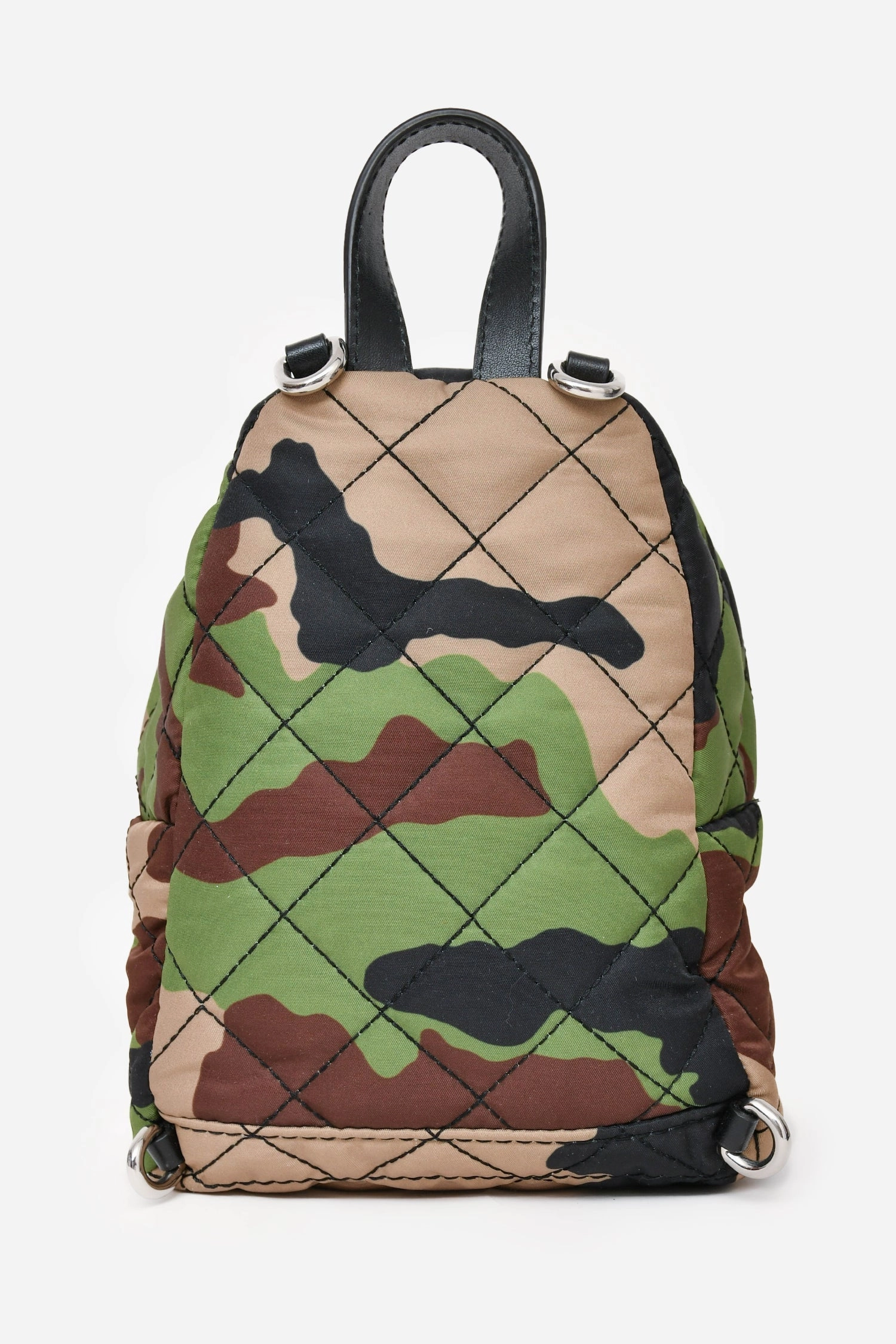 Moschino Green Cloth Quilted Logo Patched Mini Backpack