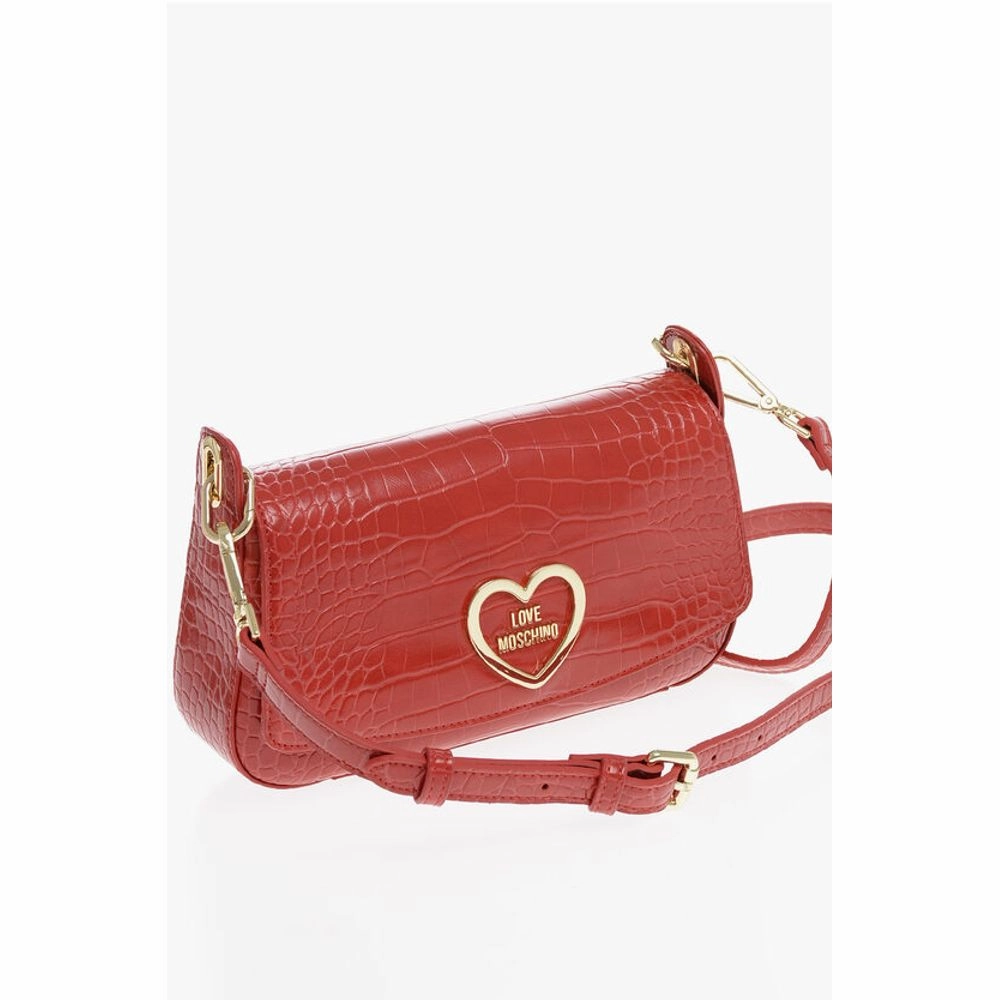 Moschino LOVE Crocodile Effect Faux Leather Shoulder Bag