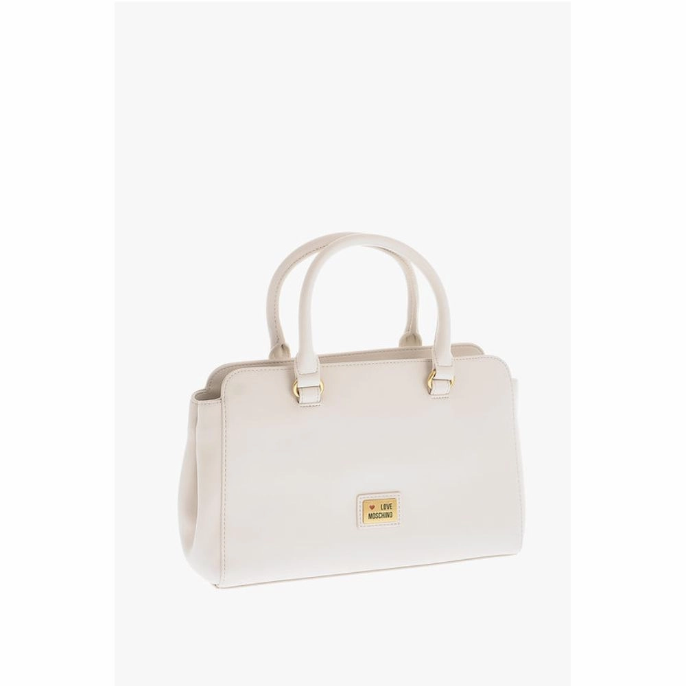 Moschino LOVE Double Pocket Faux Leather Tote Bag With Women's Clamp