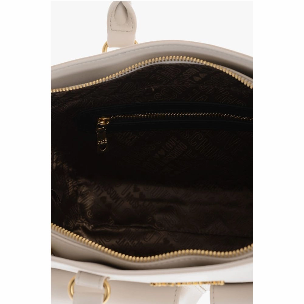 Moschino LOVE Double Pocket Faux Leather Tote Bag With Women's Clamp
