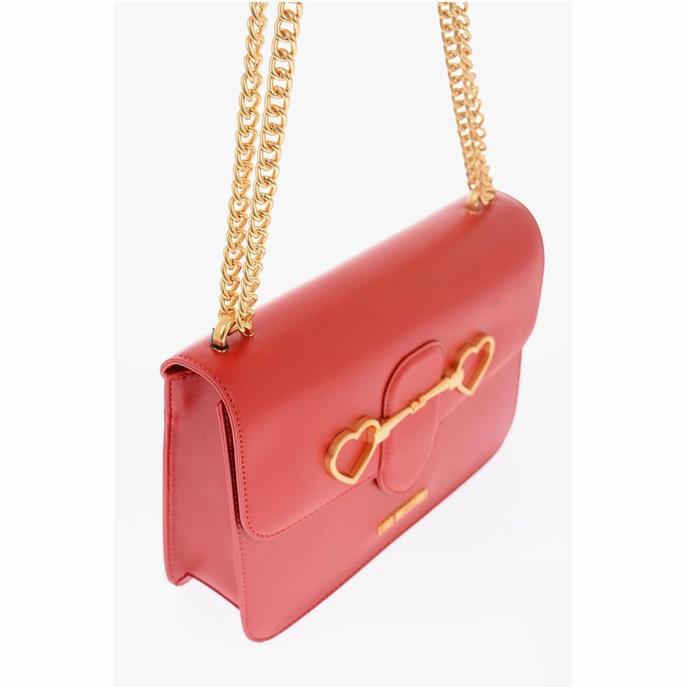 Moschino LOVE faux leather bag with chain shoulder strap and golden c