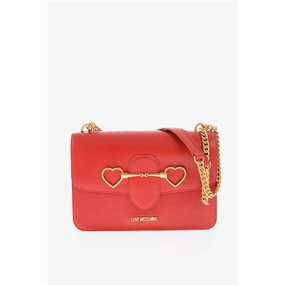 Moschino LOVE faux leather bag with chain shoulder strap and golden c