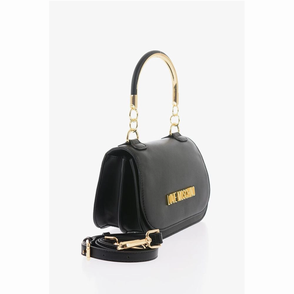 Moschino LOVE Faux Leather Handbag with Metal Golden Women's Logo