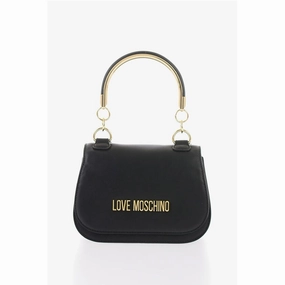 Moschino LOVE Faux Leather Handbag with Metal Golden Women's Logo