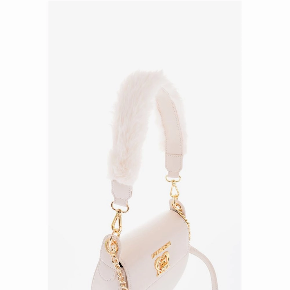 Moschino LOVE Faux Leather Mini Saddle Bag with Golden Closure Turn L
