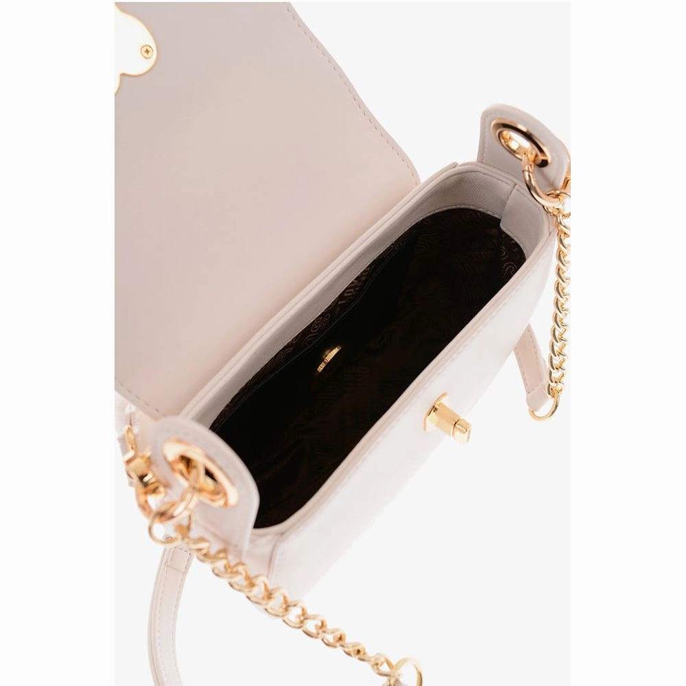 Moschino LOVE Faux Leather Mini Saddle Bag with Golden Closure Turn L