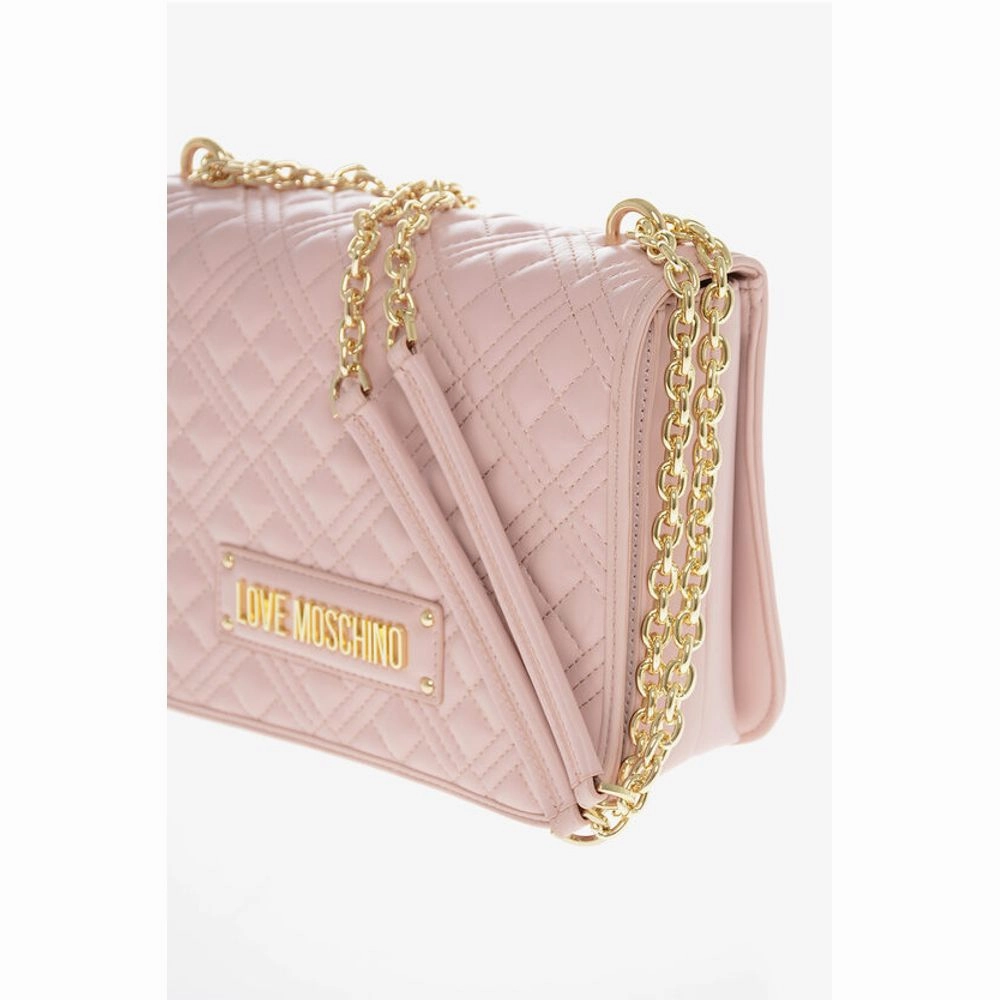 Moschino LOVE Faux Leather Quilted Shoulder Bag with LM on the back