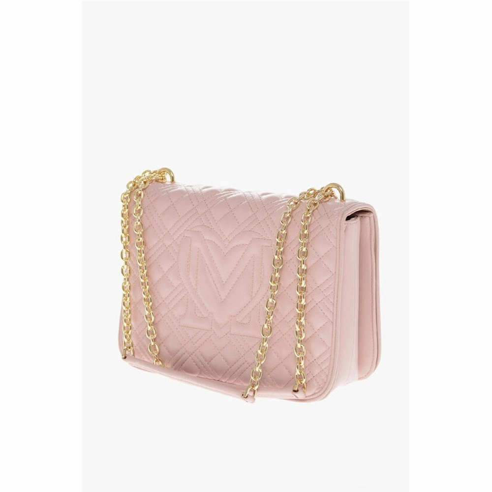 Moschino LOVE Faux Leather Quilted Shoulder Bag with LM on the back