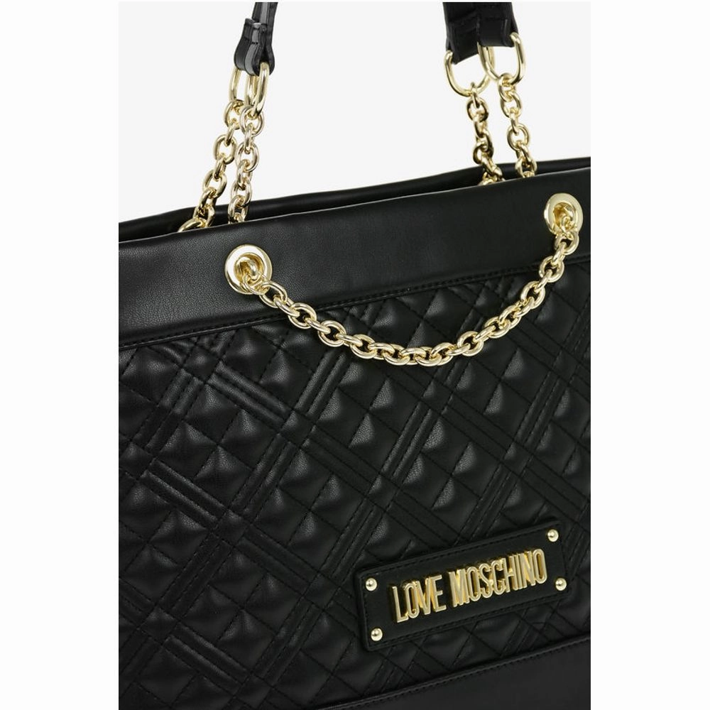 Moschino LOVE Faux Leather Quilted Shoulder Bag with Monogram