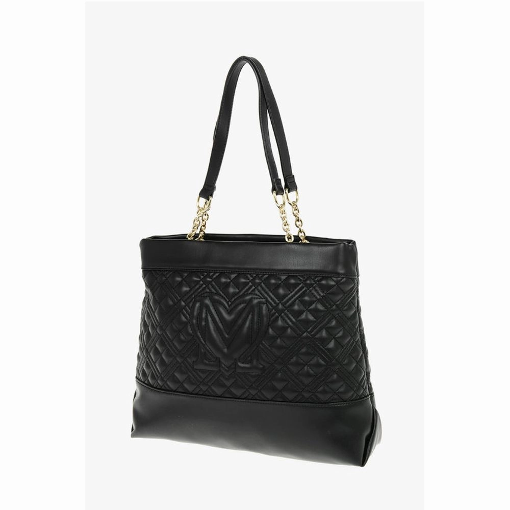 Moschino LOVE Faux Leather Quilted Shoulder Bag with Monogram
