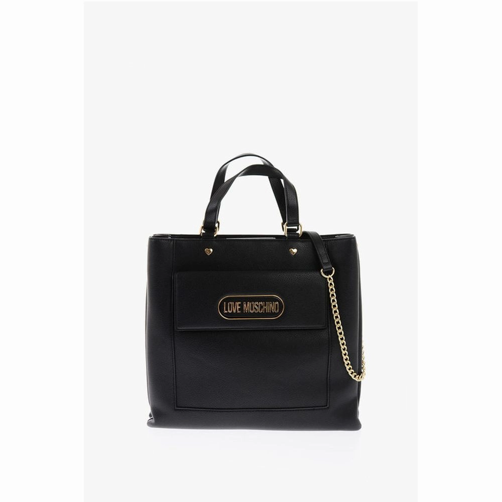 Moschino LOVE Faux Leather Rectangular Bag with Maxi Patch Pocket