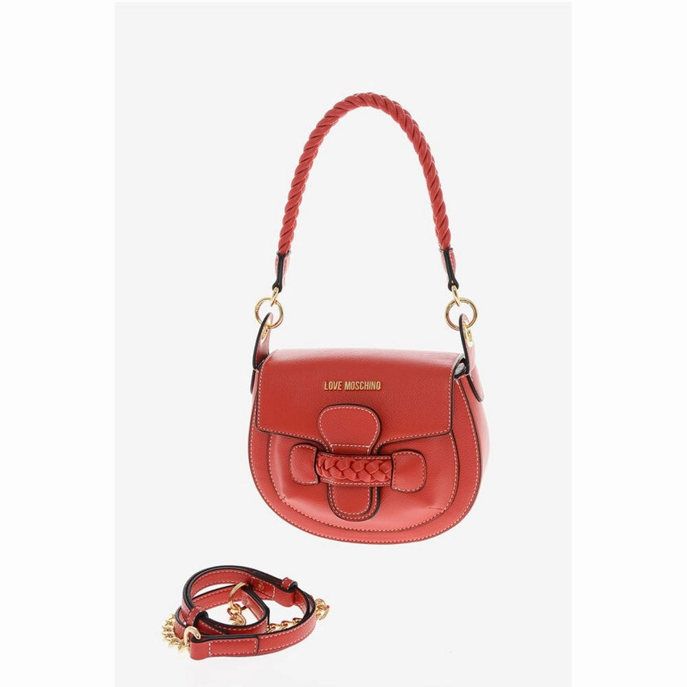 Moschino LOVE Faux Leather Saddle Bag with Braided Details