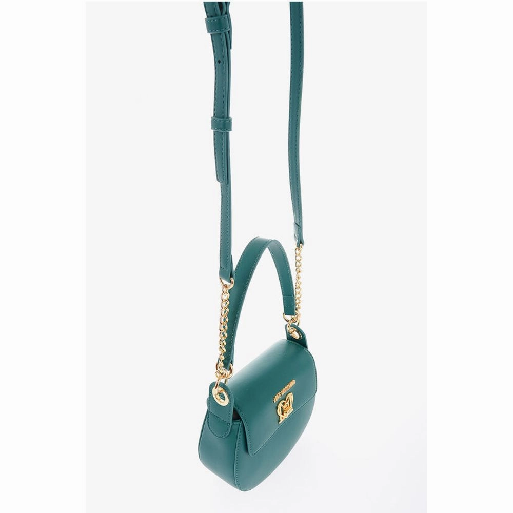 Moschino LOVE Faux Leather Saddle Bag with Turn Lock Closure