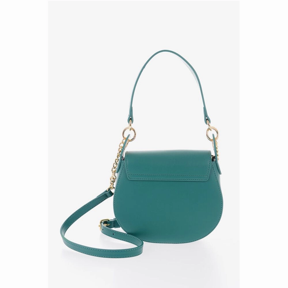 Moschino LOVE Faux Leather Saddle Bag with Turn Lock Closure