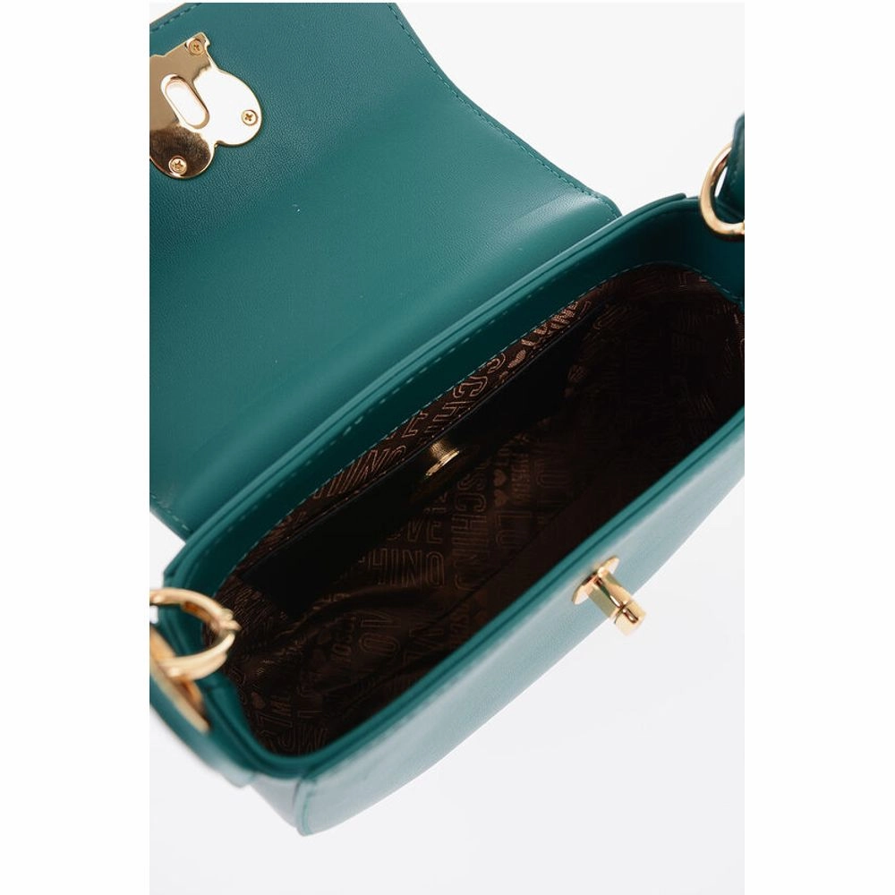 Moschino LOVE Faux Leather Saddle Bag with Turn Lock Closure