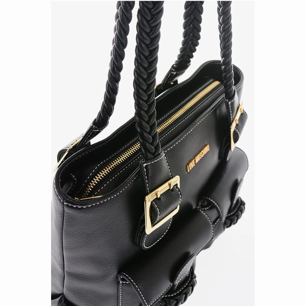 Moschino LOVE Faux Leather Shoulder Bag with Braided Handle