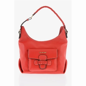 Moschino LOVE Faux Leather Shoulder Bag with Braided Handle