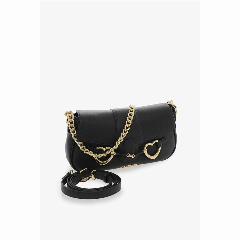 Moschino LOVE Faux Leather Shoulder Bag with Golden Chain