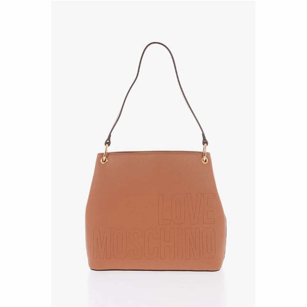Moschino LOVE Faux Leather Shoulder Bag with Golden Details
