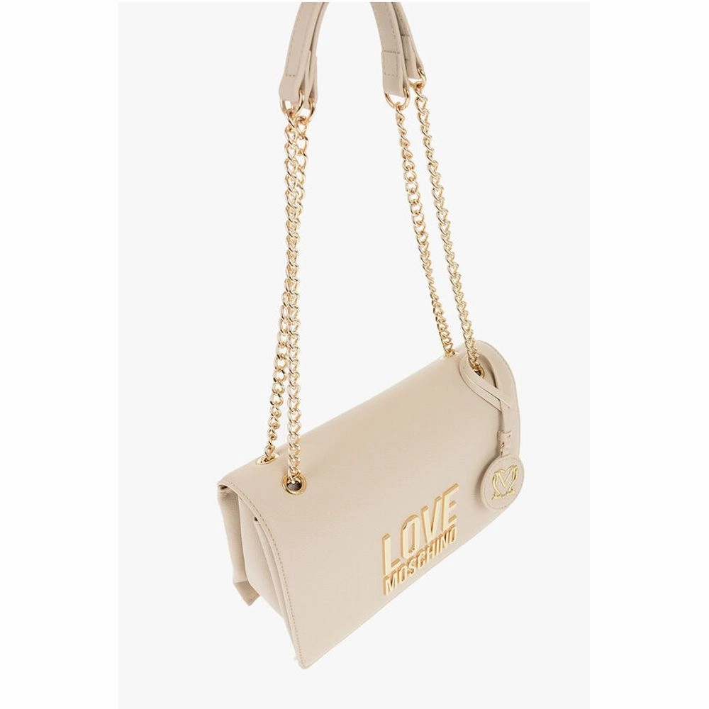 Moschino LOVE Faux Leather Shoulder Bag with Golden Details