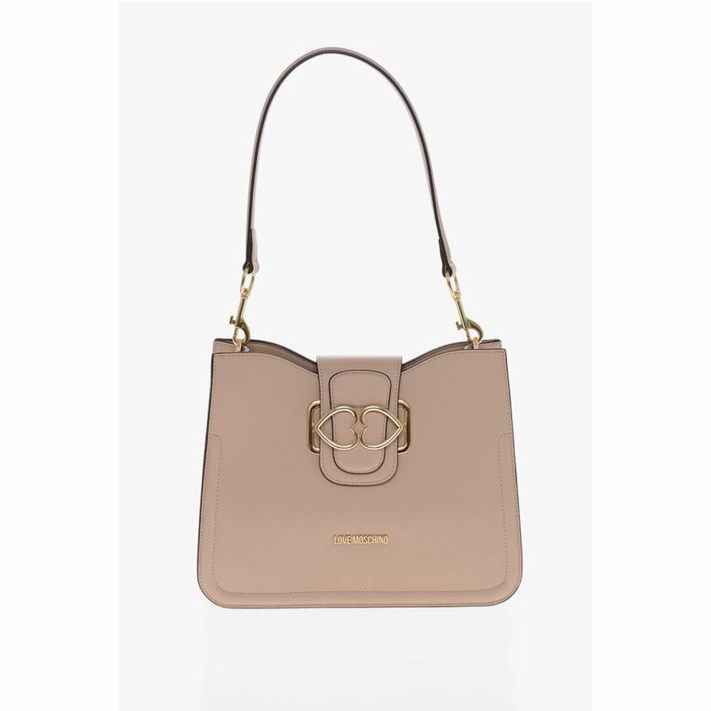 Moschino LOVE Faux Leather Shoulder Bag with Golden Hearts