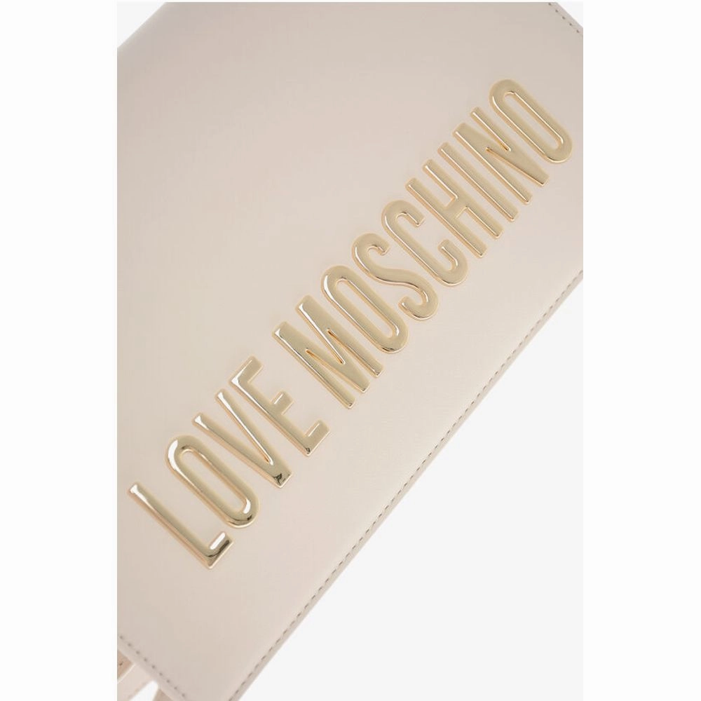 Moschino LOVE Faux Leather Shoulder Bag with Golden Lettering-Logo