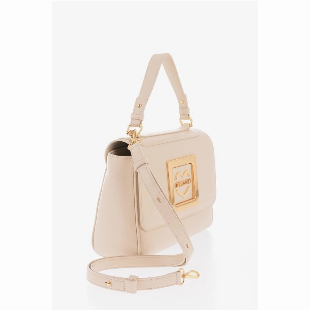 Moschino LOVE Faux Leather Shoulder Bag with Metal Golden Logo