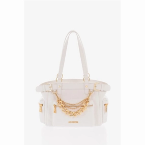 Moschino LOVE Faux Leather Shoulder Bag with Removable Golden Charm