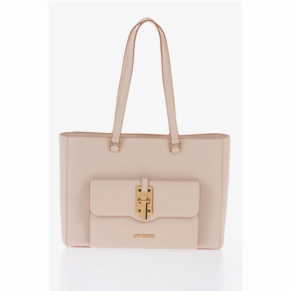 Moschino LOVE Faux Leather Tote Bag with Golden Details