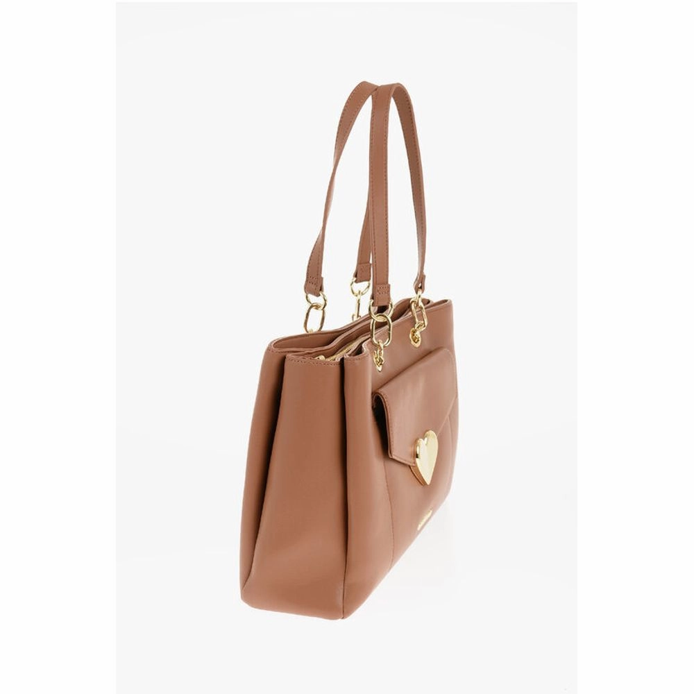 Moschino LOVE Faux Leather Tote Bag with Golden Logo