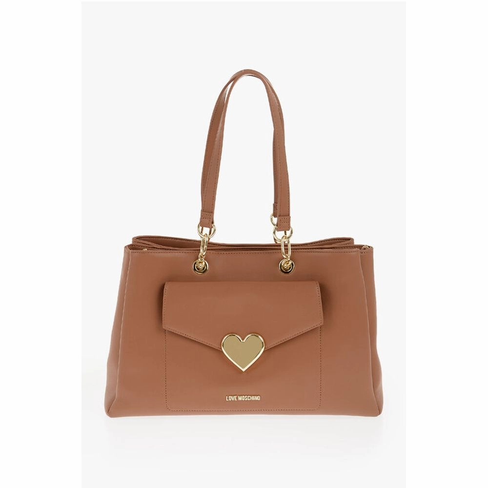 Moschino LOVE Faux Leather Tote Bag with Golden Logo