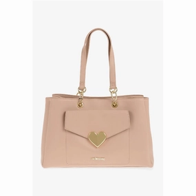 Moschino LOVE Faux Leather Tote Bag with Golden Women's Logo