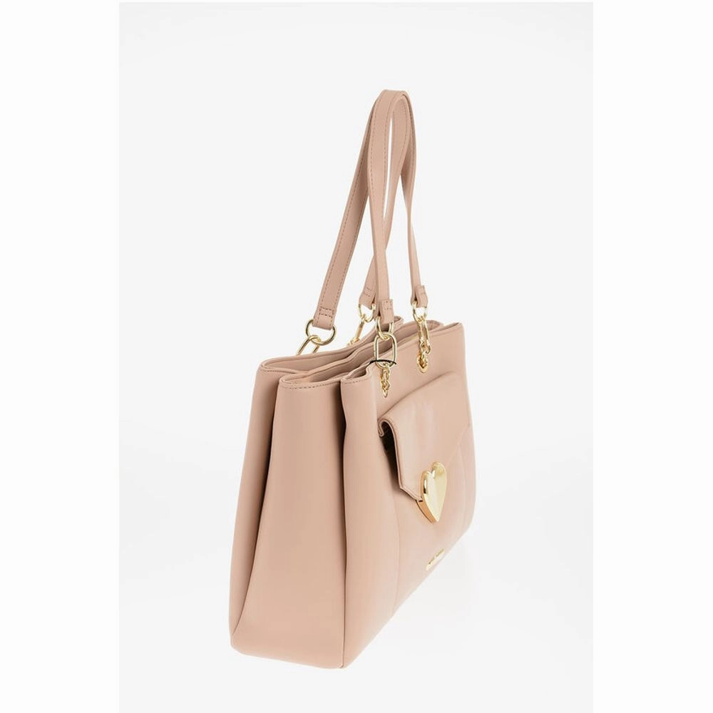 Moschino LOVE Faux Leather Tote Bag with Golden Women's Logo
