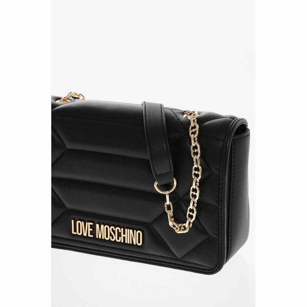 Moschino LOVE Leather Shoulder Bag with Golden Effect Logo