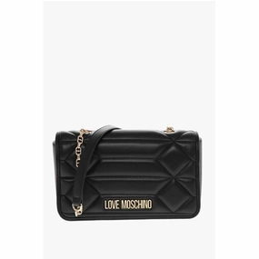 Moschino LOVE Leather Shoulder Bag with Golden Effect Logo