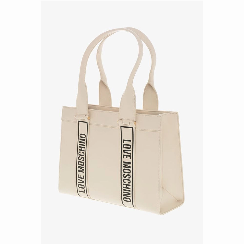Moschino LOVE MOSCHINO Faux Leather Tote Bag with Logoed Women's Bands