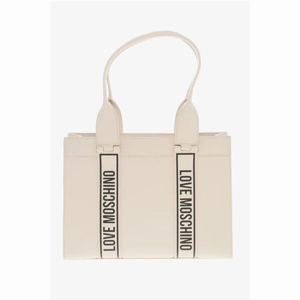Moschino LOVE MOSCHINO Faux Leather Tote Bag with Logoed Women's Bands