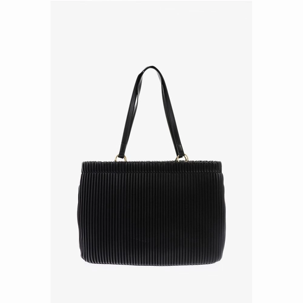 Moschino LOVE Pleated Faux Leather Tote Bag