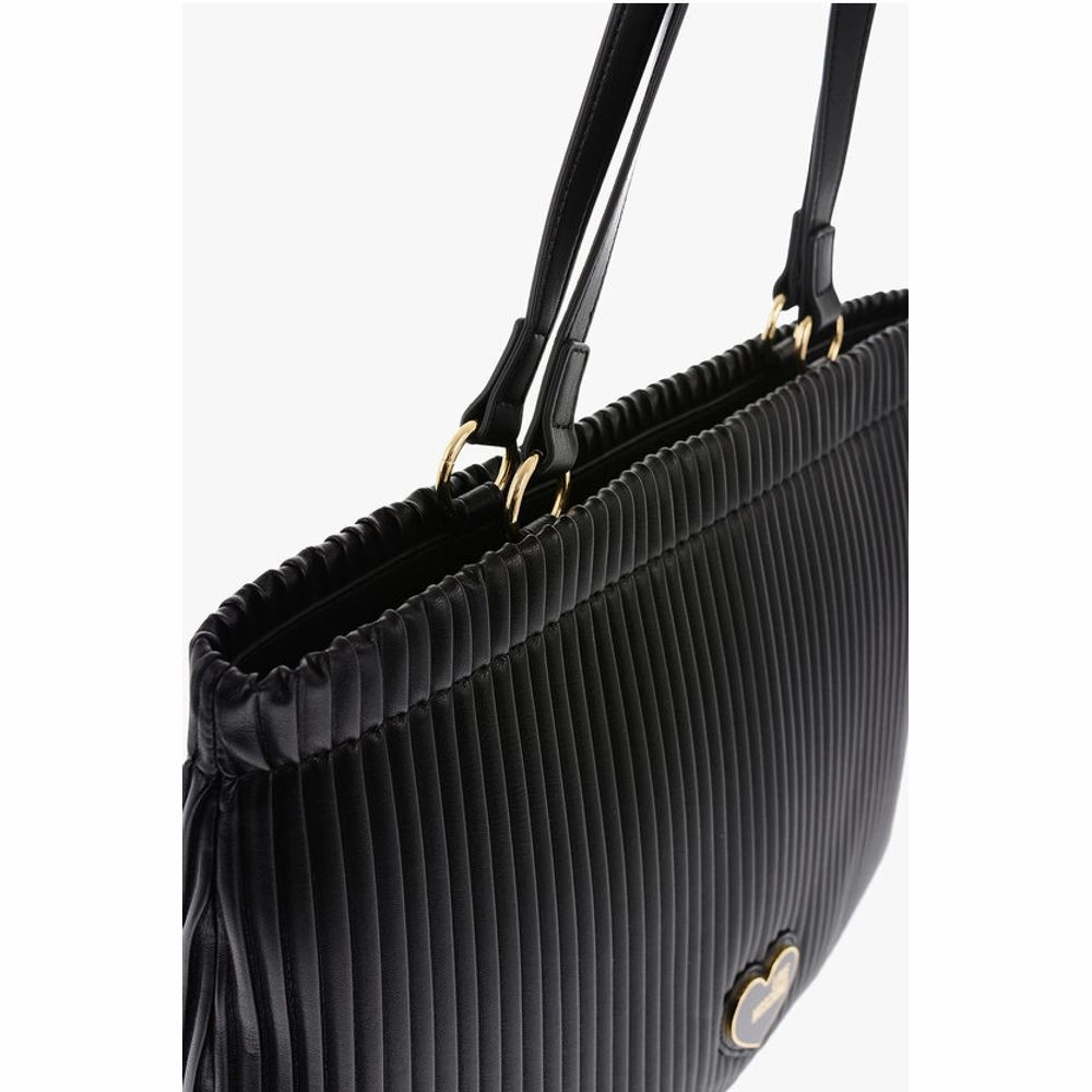 Moschino LOVE Pleated Faux Leather Tote Bag